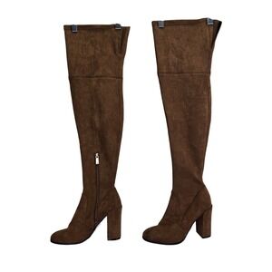New Kenneth Cole Justin OTK Boots Brown Over The Knee Heeled Boots Size 6 Career